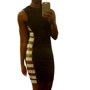 Akira rhinestone bandage black dress SMALL